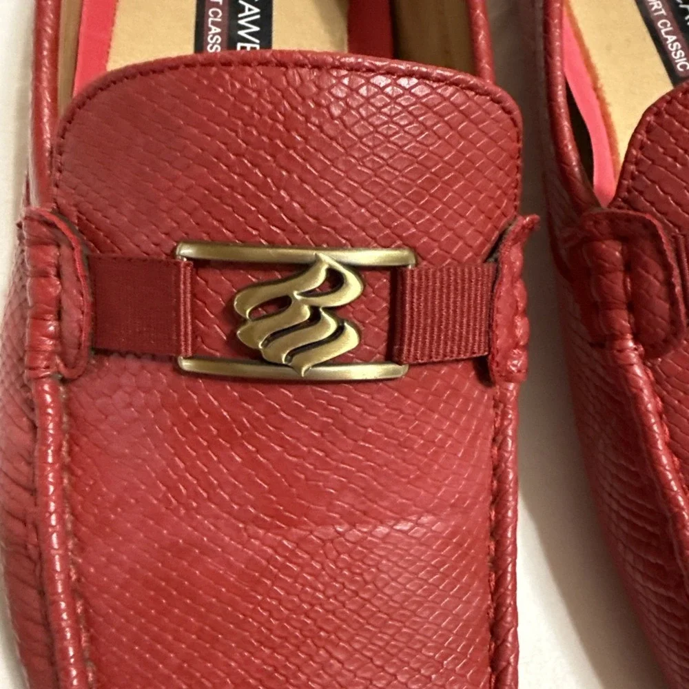 Rocawear Men's Red Faux Python Skin Driving Loafers Gold Buckle Size 10